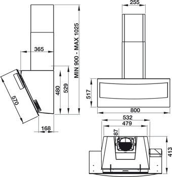 Bản Vẽ Máy Hút Mùi Hafele HH-WVG80B (538.84.218)