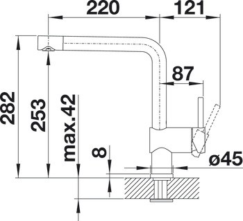 Bản Vẽ Vòi Bếp Hafele 565.68.250