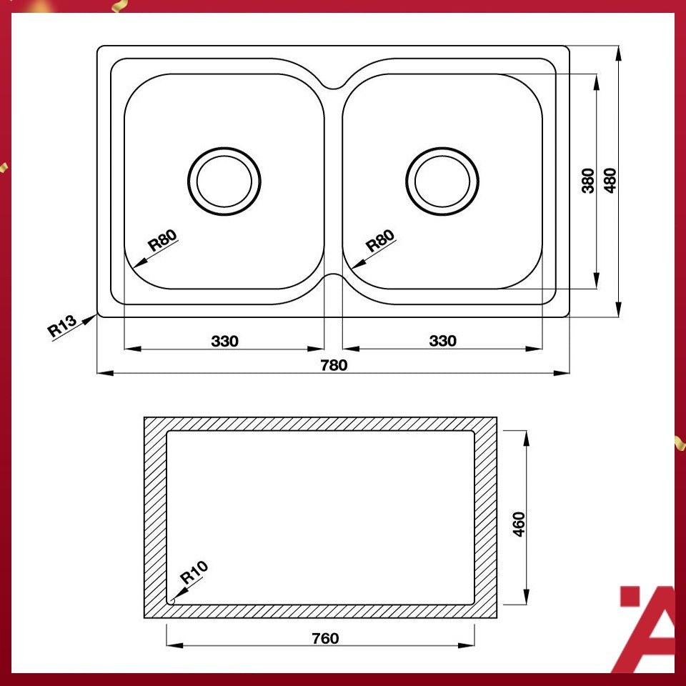 Bản Vẽ Chậu Rửa Bát Hafele HS-S7848 (567.23.010)