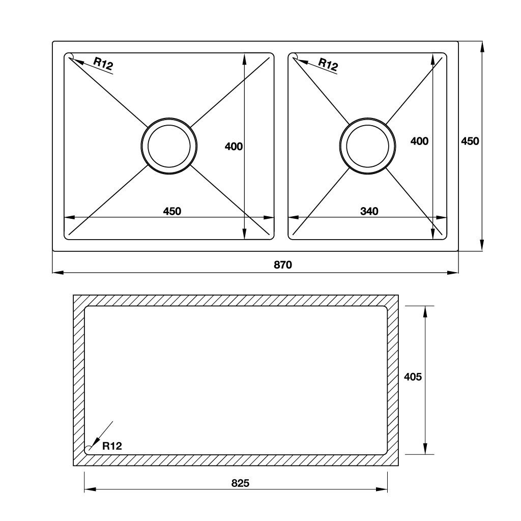 Bản Vẽ Chậu Rửa Bát Hafele  HS-SD8745 (567.23.040)