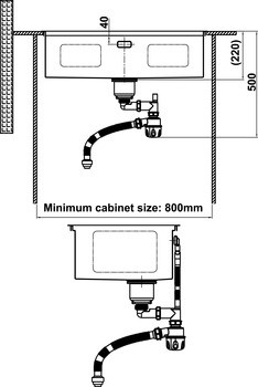 Bản vẽ chậu rửa bát chén Hafeler HS24-SSN1S-7644 - hình 2