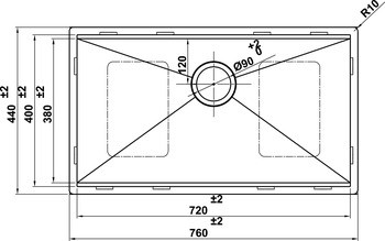 Bản vẽ chậu rửa bát chén Hafeler HS24-SSN1S-7644 - hình 1