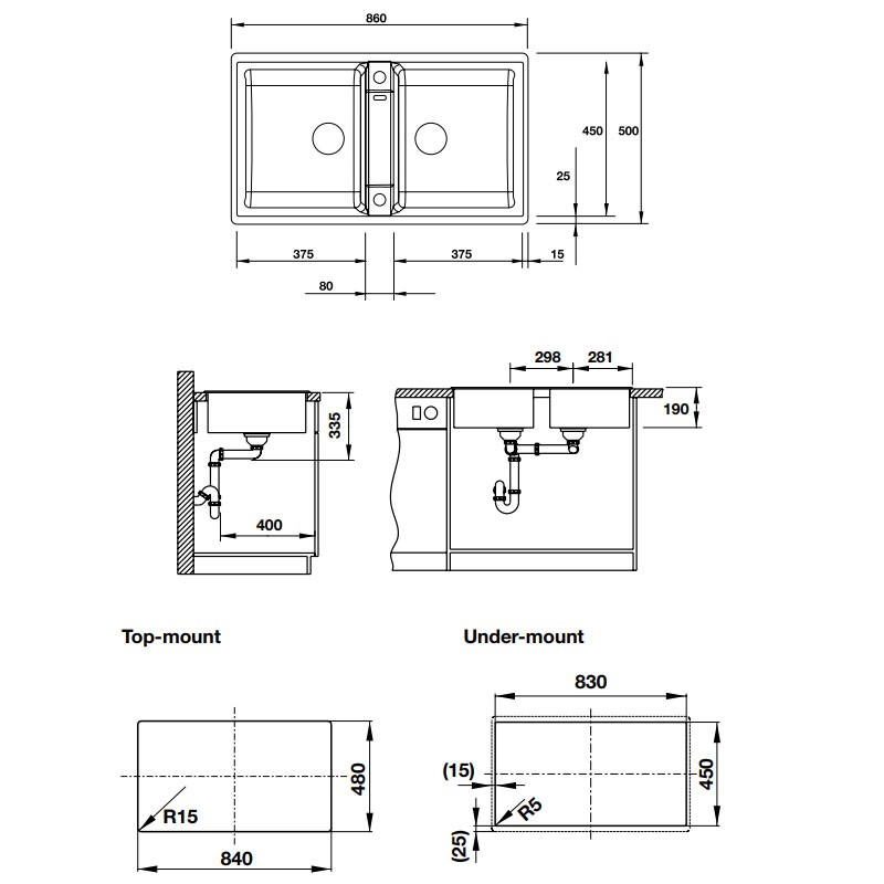 Bản Vẽ Chậu Rửa Bát Hafele 567.68.340