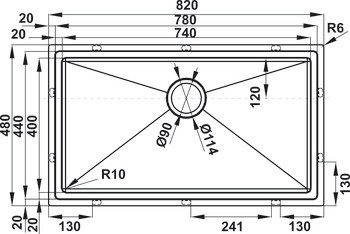 Bản Vẽ Chậu Rửa Bát Hafele  HS21-SSN1S90 (567.94.029)