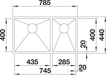 Bản Vẽ Chậu Rửa Bát Hafele 570.27.170 2 Hố