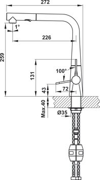 Bản Vẽ Vòi Bếp Hafele  HT20-CH1P259