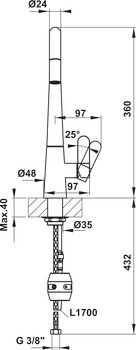 Bản Vẽ Vòi Bếp Hafele  HT20-CH1P241 (570.82.220)