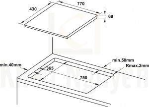 Bản Vẽ Bếp Điện Từ Hafele HC-IF77D 3 Vùng Nấu