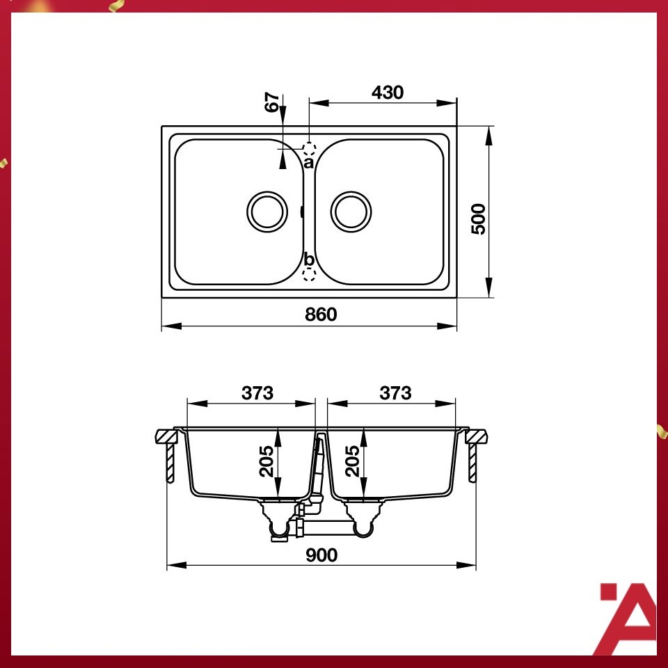 Bản Vẽ Chậu Rửa Bát Hafele HS-GD8650 (570.35.480)