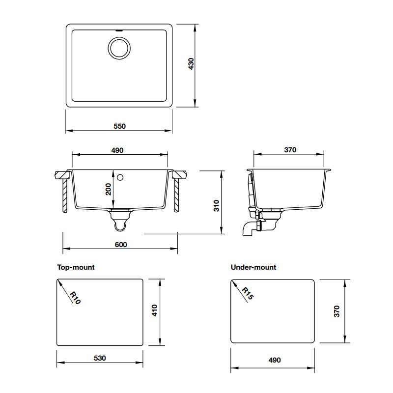 Bản Vẽ Chậu Rửa Bát Hafele HS-GS5543