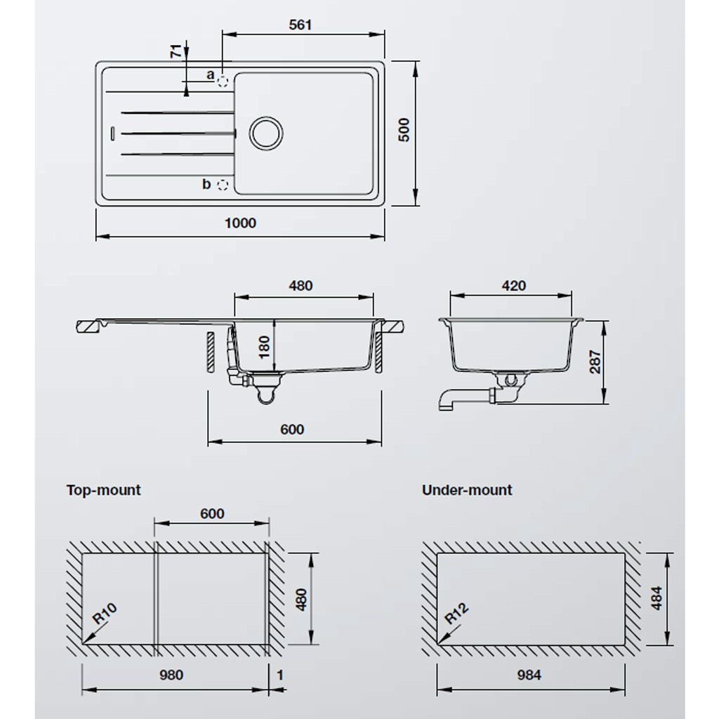 Bản Vẽ Chậu Rửa Bát Hafele HS20-GED1S60