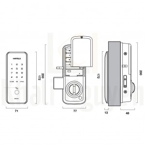 Bản Vẽ Khóa Điện Tử Hafele ER5100 Chống Sốc Điện