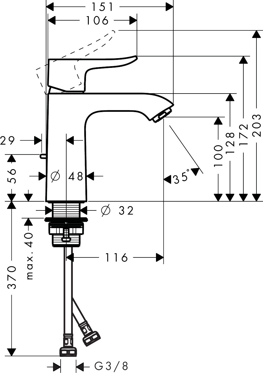 Bản Vẽ Vòi Lavabo Hansgrohe 31080000