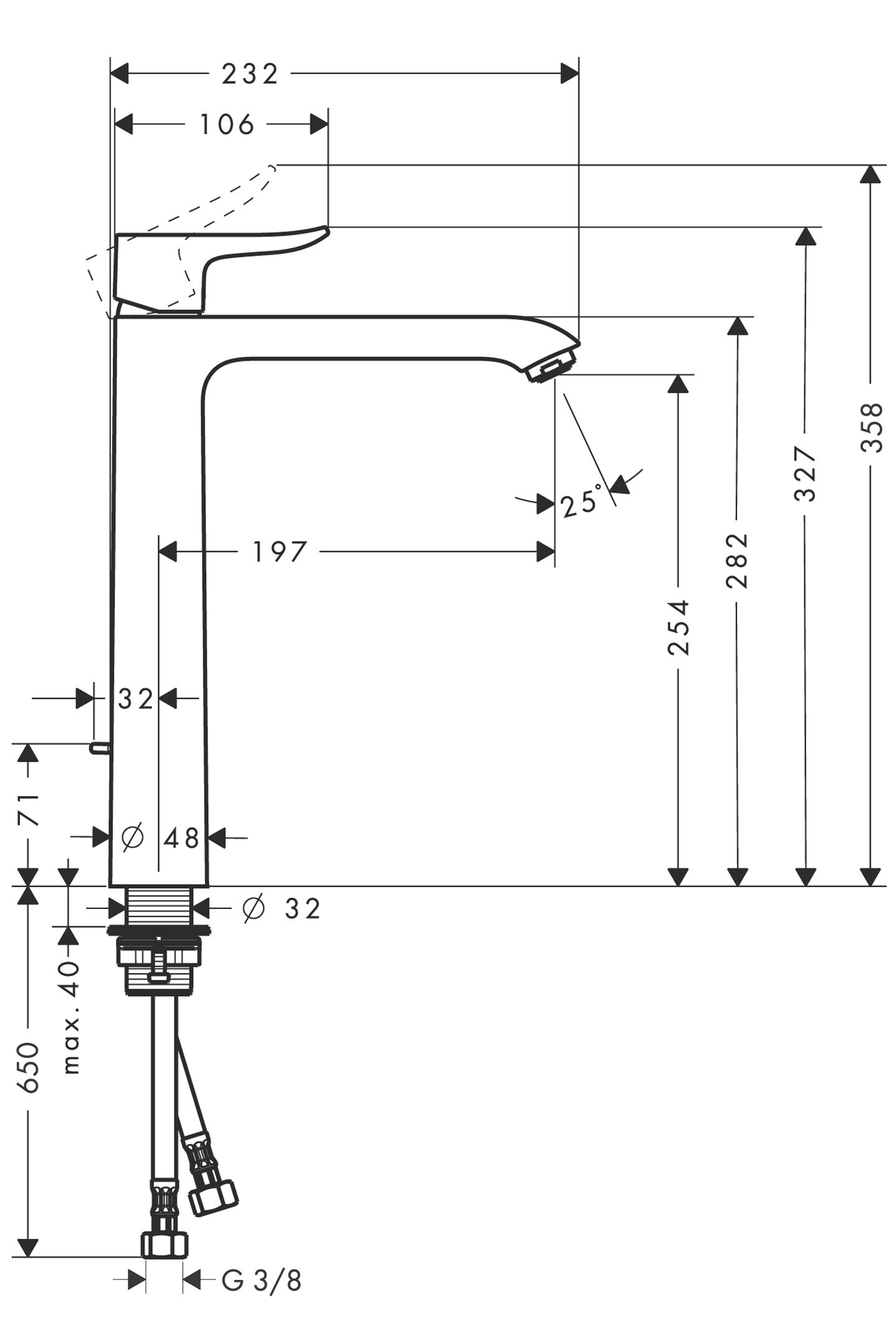 Bản Vẽ Vòi Lavabo Hansgrohe 31082000