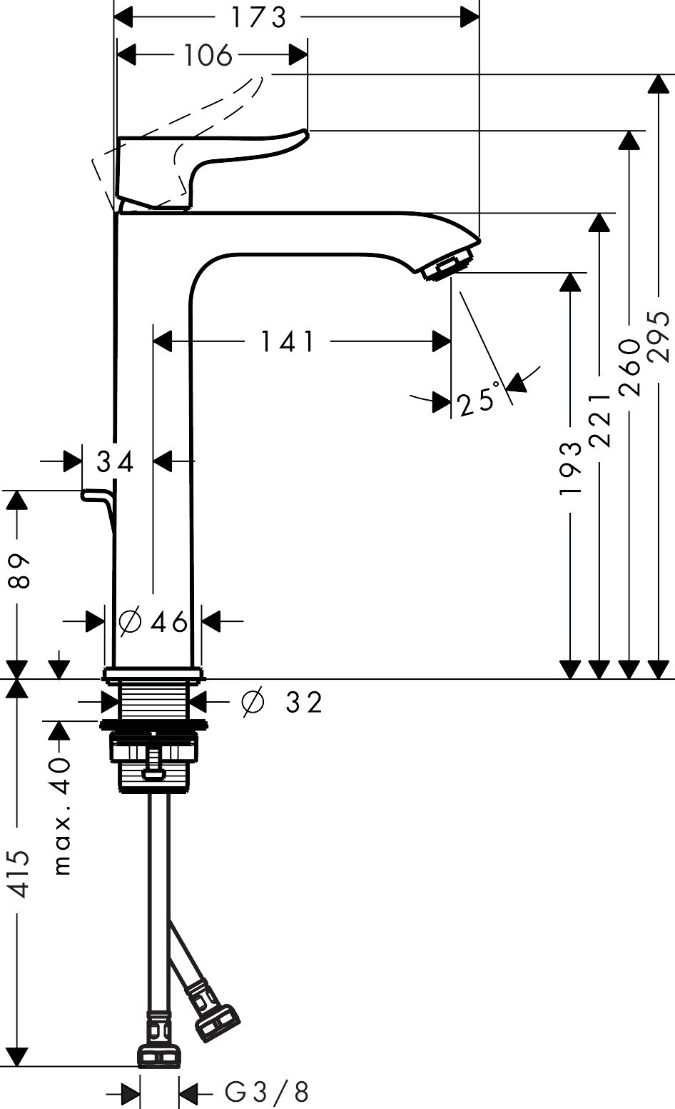 Bản Vẽ Vòi Lavabo Hansgrohe 31183000