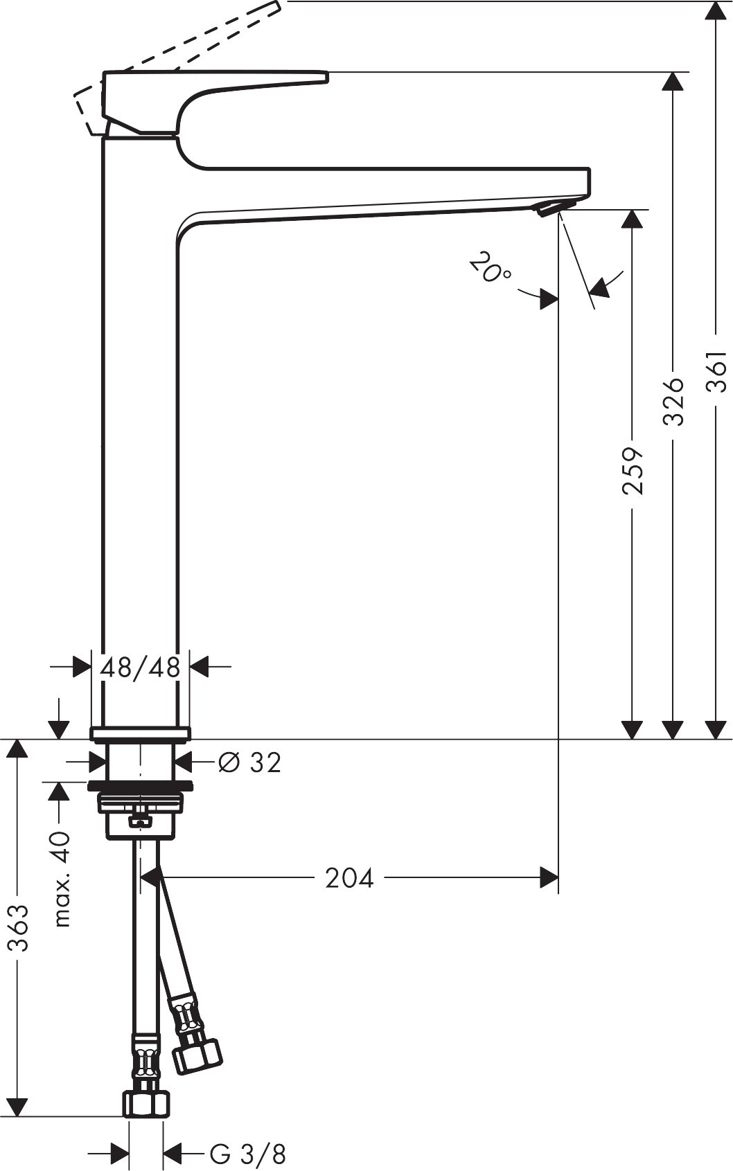 Bản Vẽ Vòi Lavabo Hansgrohe 32512000