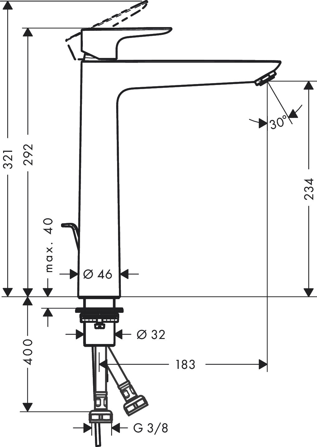 Bản Vẽ Vòi Lavabo Hansgrohe 71716000