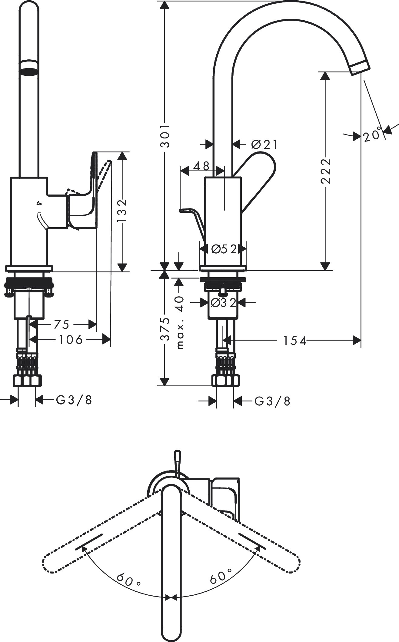 Bản Vẽ Vòi Lavabo Hansgrohe 72536000