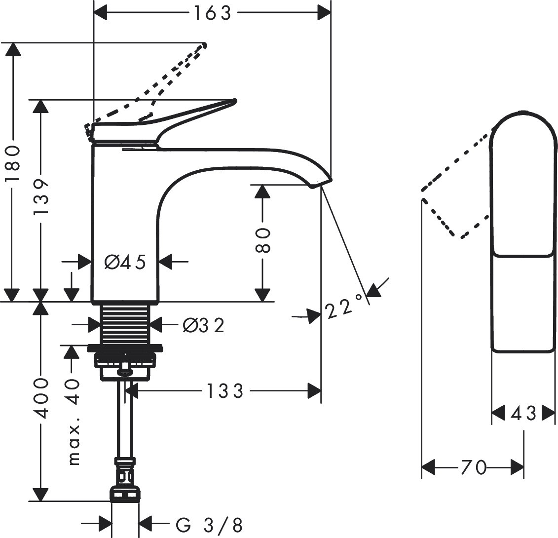 Bản Vẽ Vòi Lavabo Hansgrohe 75013000