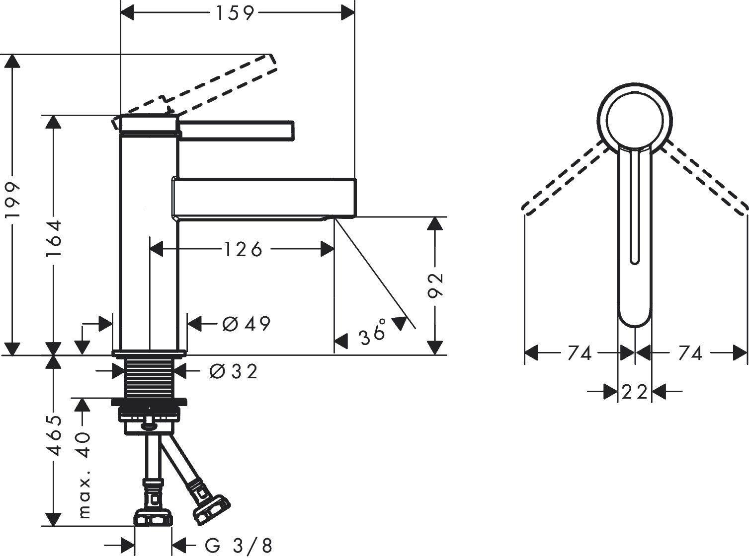 Bản Vẽ Vòi Lavabo Hansgrohe 76010000