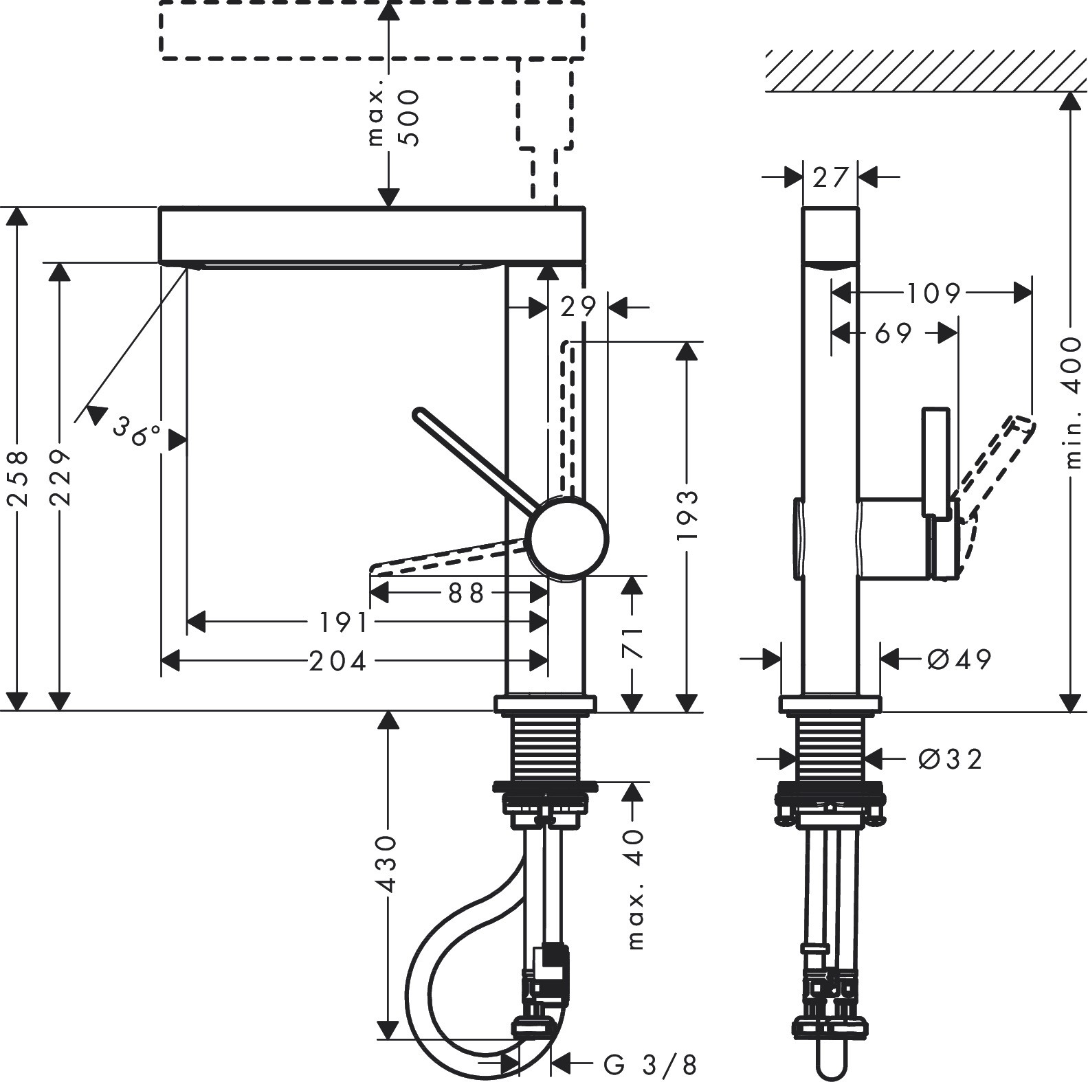 Bản Vẽ Vòi Lavabo Hansgrohe 76063000