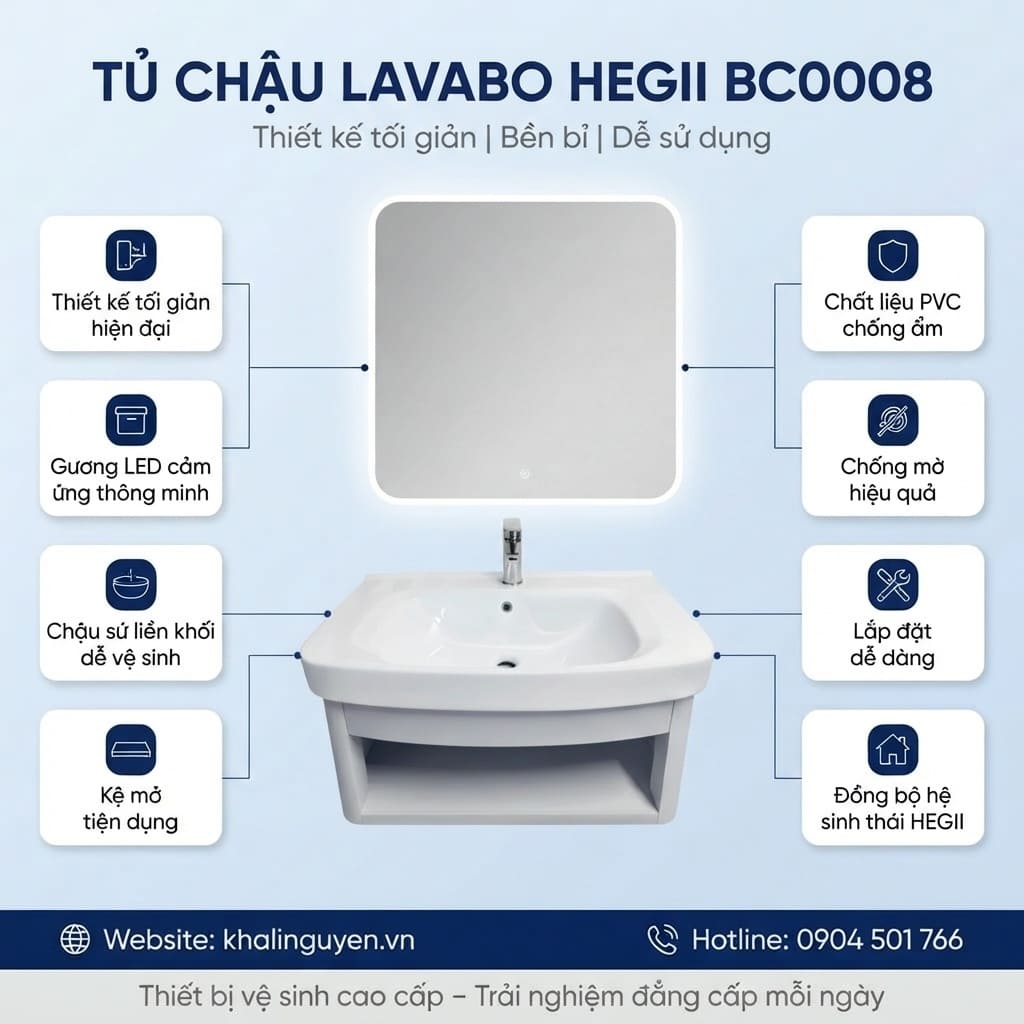 Ưu điểm tủ chậu lavabo HEGII BC0008