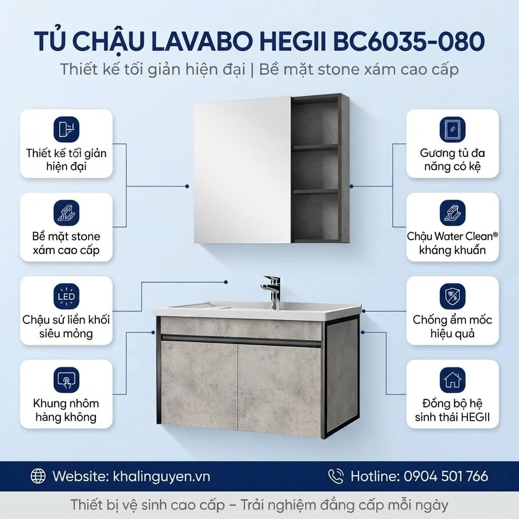 Ưu điểm tủ chậu lavabo HEGII BC6035-080