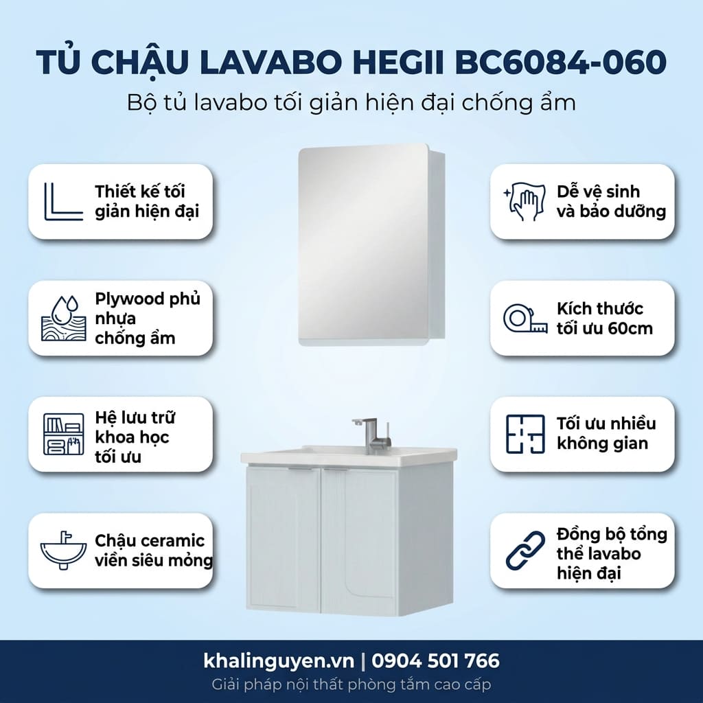 Thông tin tủ lavabo HEGII BC6084-060