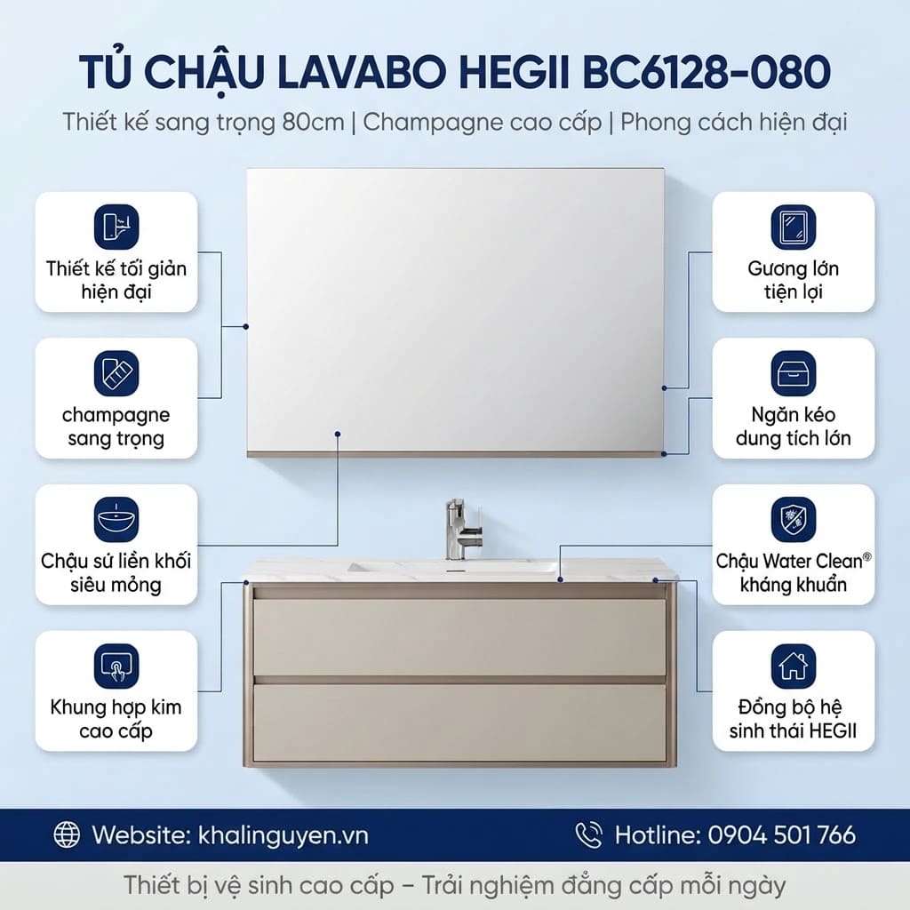 Ưu điểm tủ chậu lavabo HEGII BC6128-080