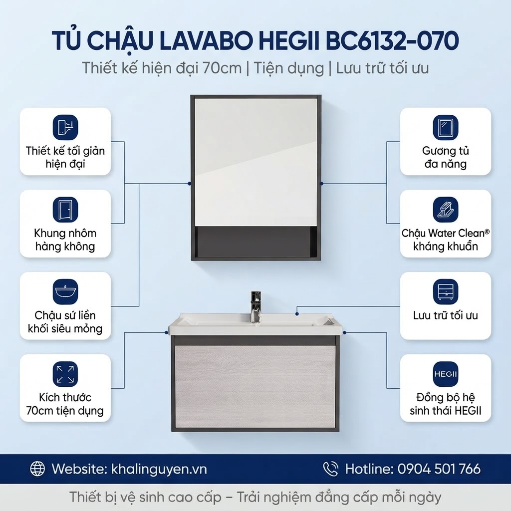 Ưu điểm tủ chậu lavabo HEGII BC6132-070