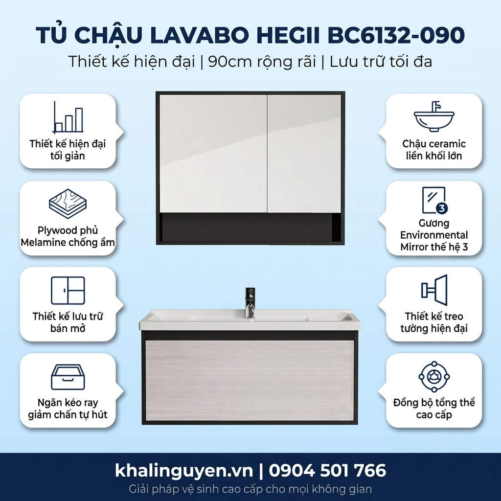 Thông tin tủ lavabo HEGII BC6132-090