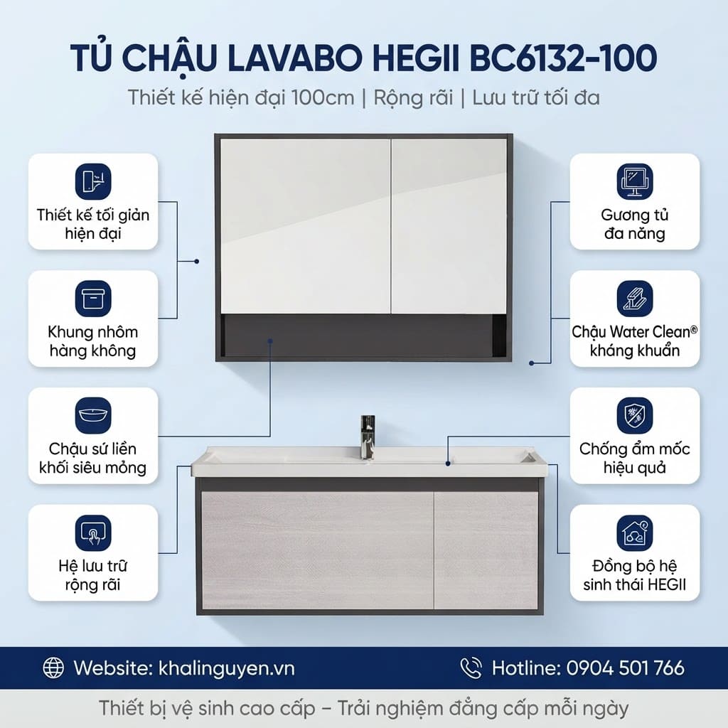 Ưu điểm tủ chậu lavabo HEGII BC6132-100 