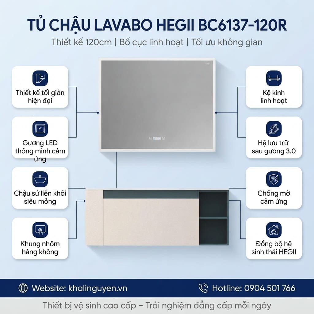 Ưu điểm tủ chậu lavabo HEGII BC6137-120R