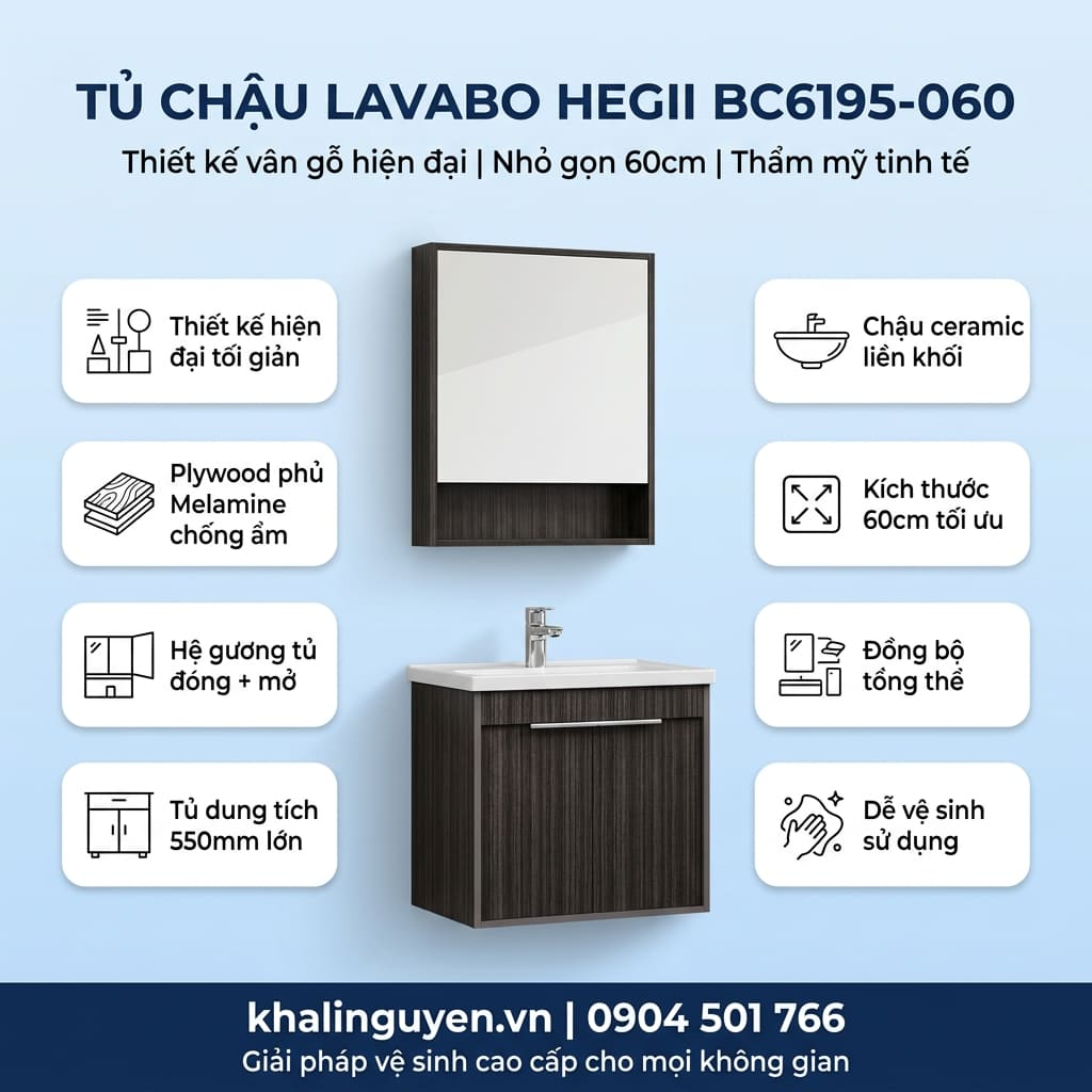 Thông tin tủ lavabo HEGII BC6195-060