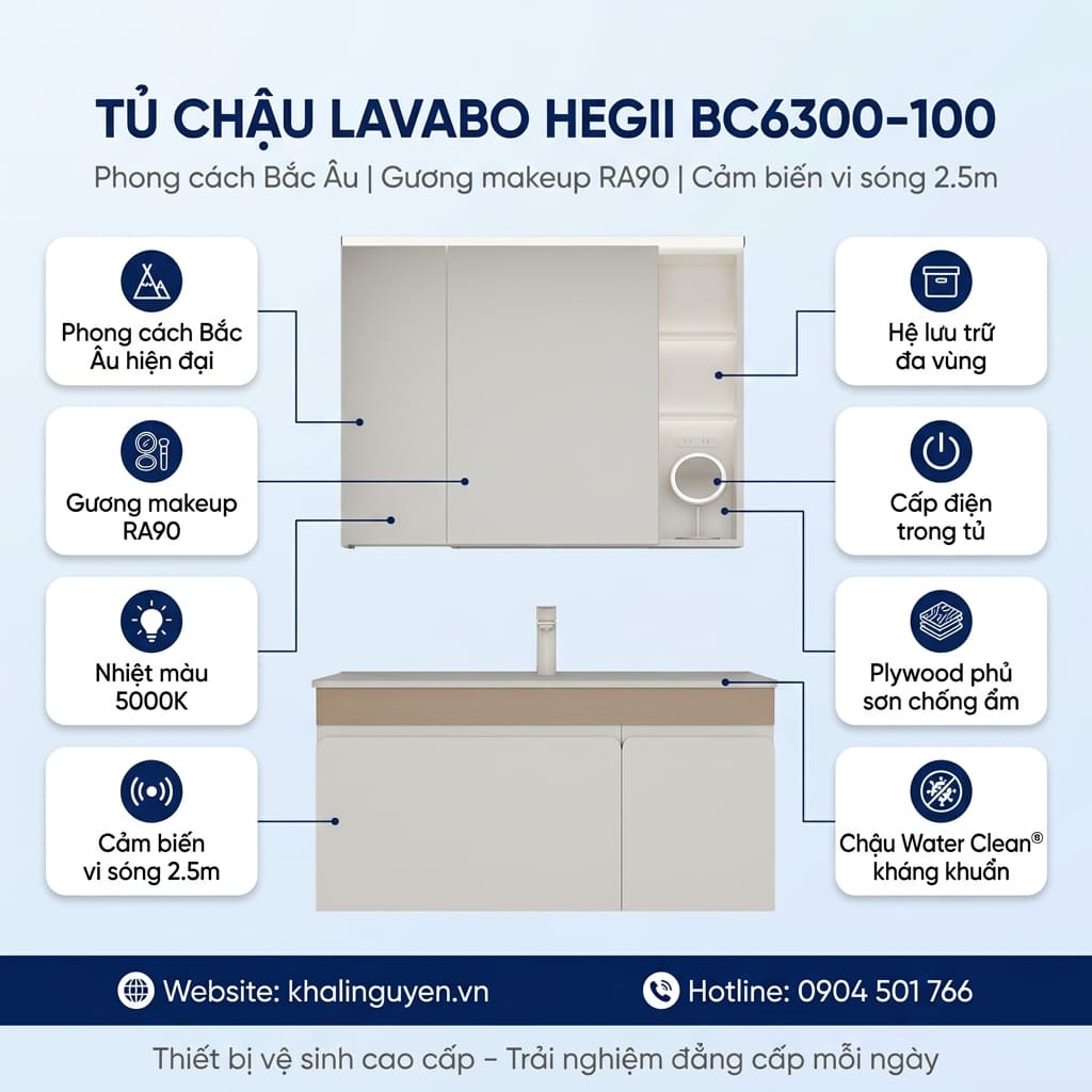 Thông tin tủ lavabo HEGII BC6300-100