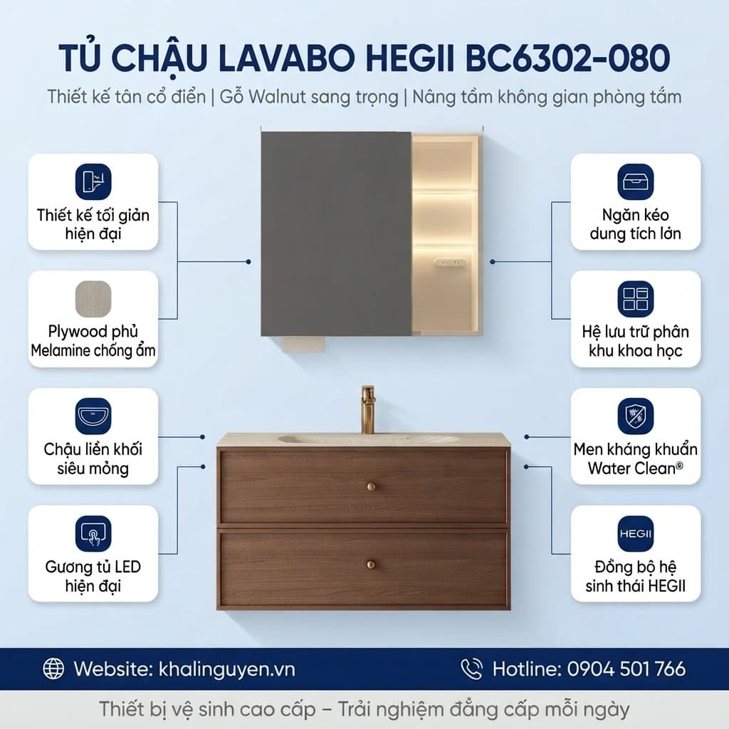 Ưu điểm tủ chậu lavabo HEGII BC6302-080