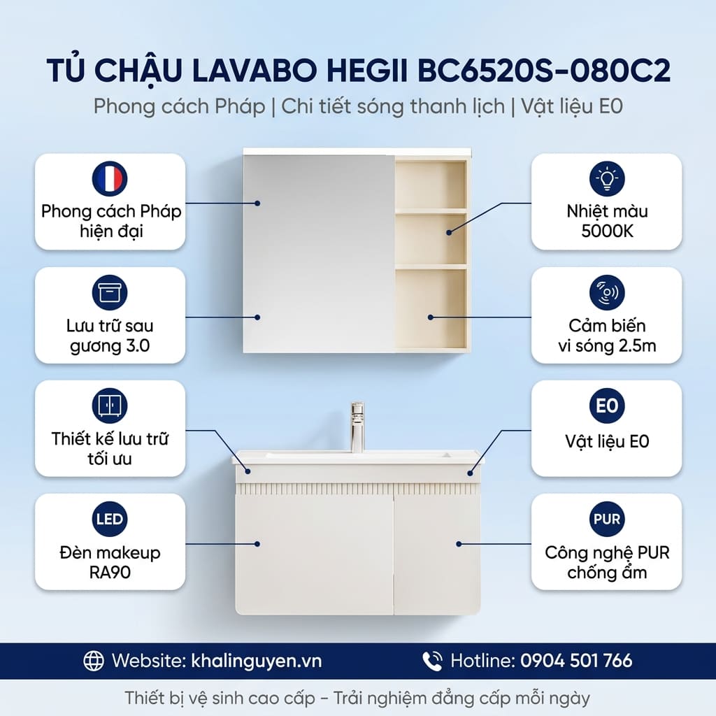 Thông tin tủ lavabo HEGII BC6520S-080C2