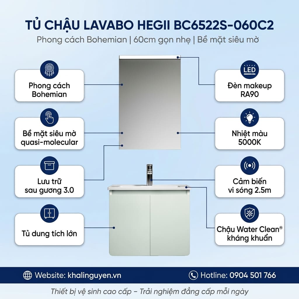Thông tin tủ lavabo HEGII BC6522S-060C2