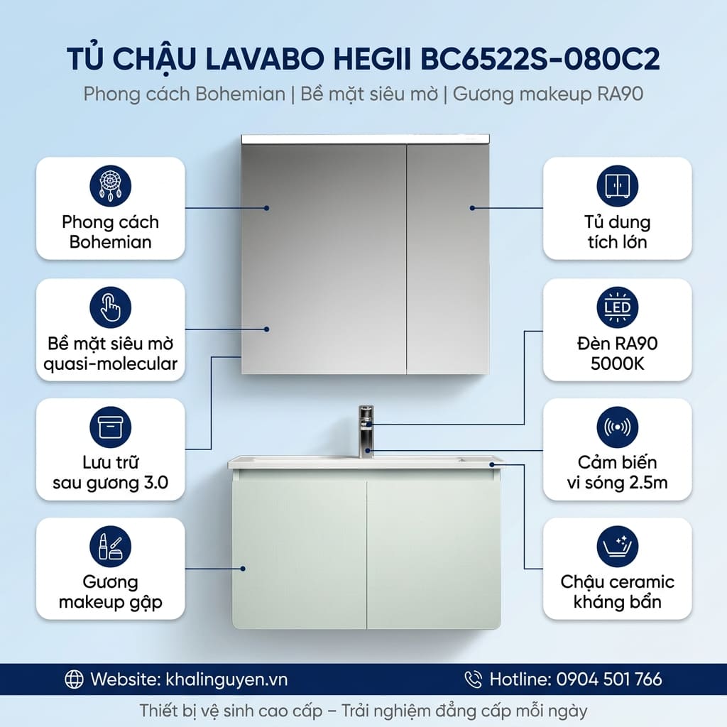 Thông tin tủ lavabo HEGII BC6522S-080C2