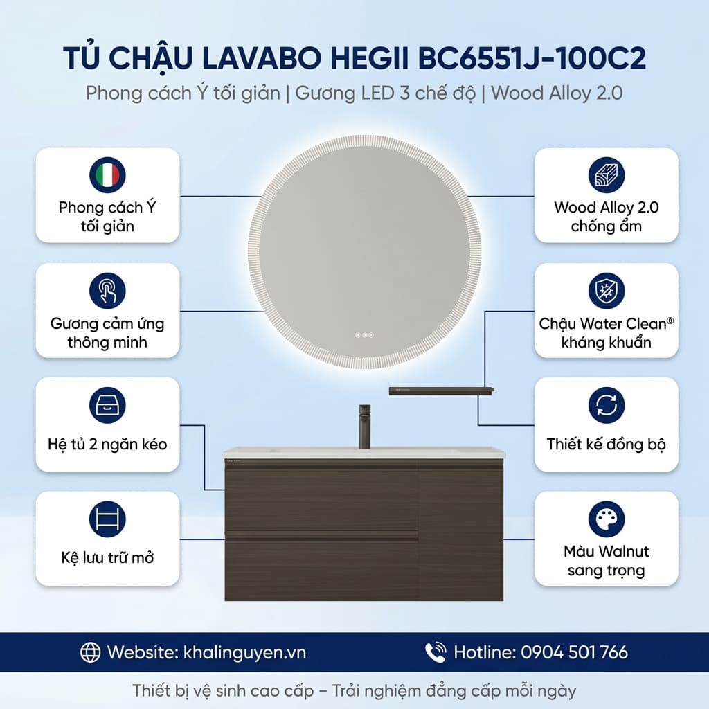 Thông tin tủ lavabo HEGII BC6551J-100C2
