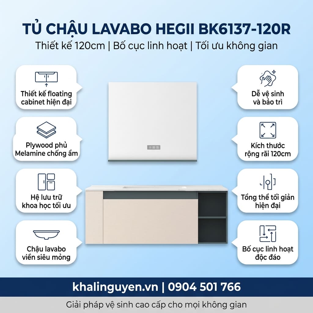 Thông tin tủ lavabo HEGII BK6137-120R