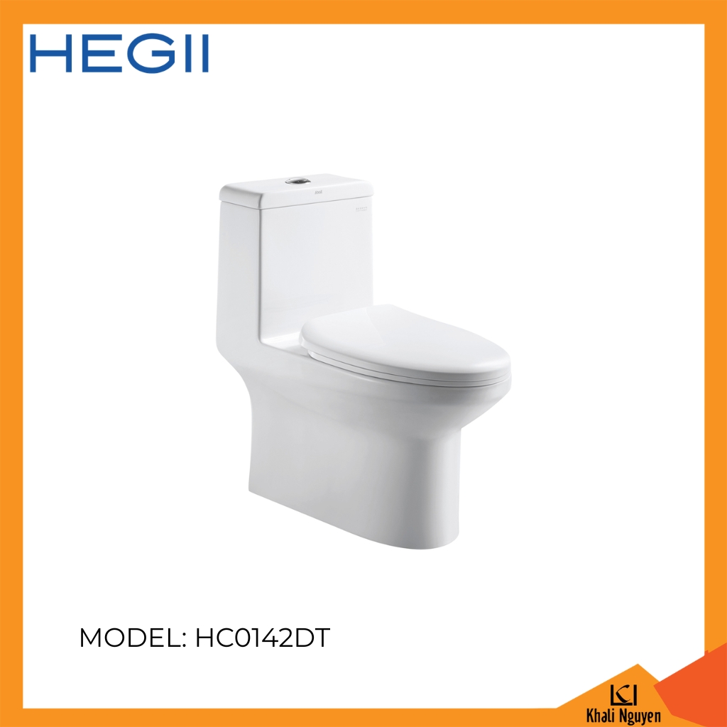 Bồn cầu một khối HEGII HC0142DT | Nung gốm ở 1260℃, bề mặt men mịn | Nắp bồn cầu PP cứng, sử dụng >100.000 lần