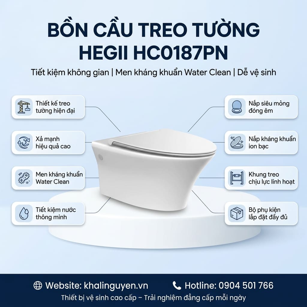 Thông tin bồn cầu treo tường HEGII HC0187PN