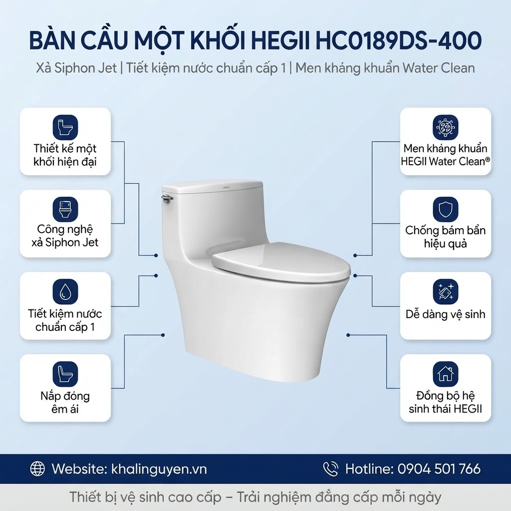 Ưu điểm bàn cầu một khối HEGII HC0189DS - 400 