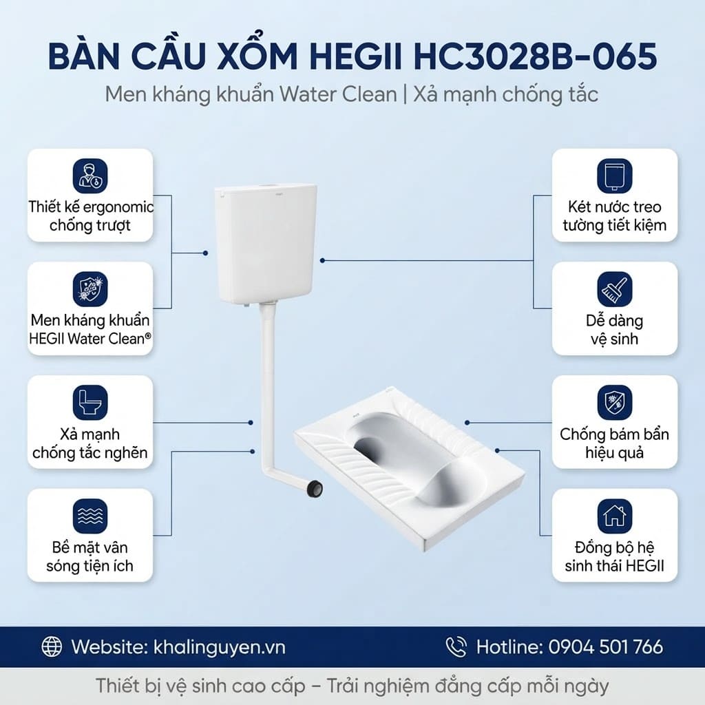 Ưu điểm bàn cầu xổm HEGII HC3028B-065