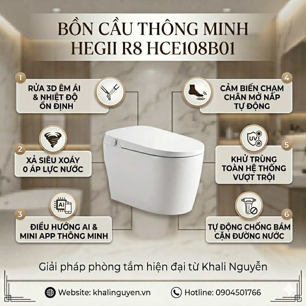 Thông tin bồn cầu thông minh HEGII R8 HCE108B01