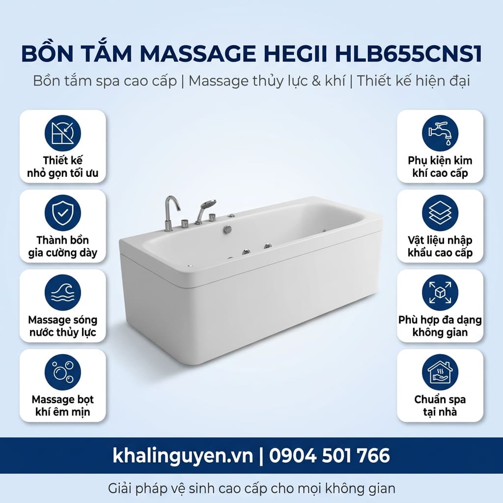 Thông tin bồn tắm massage HEGII HLB655CNS1