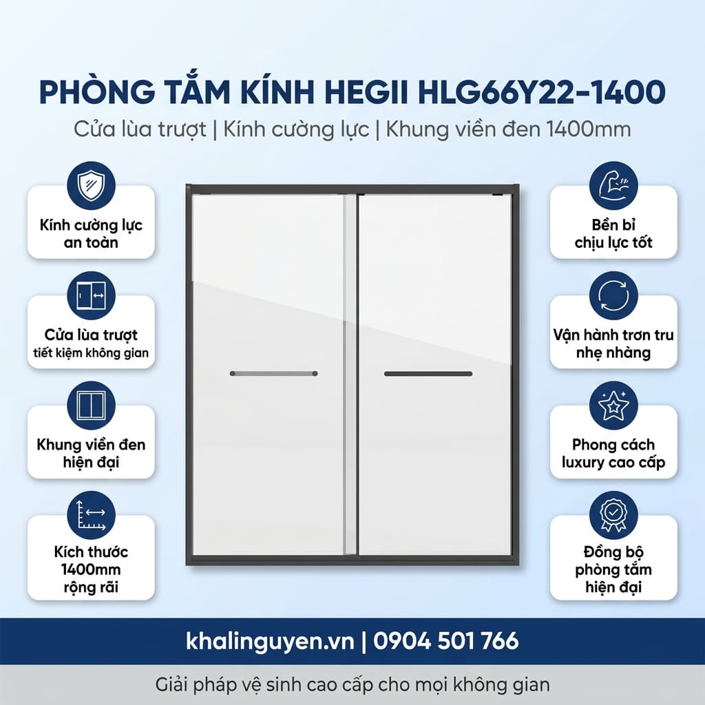 Thông tin phòng tắm kính HEGII HLG66Y22-1400 đen
