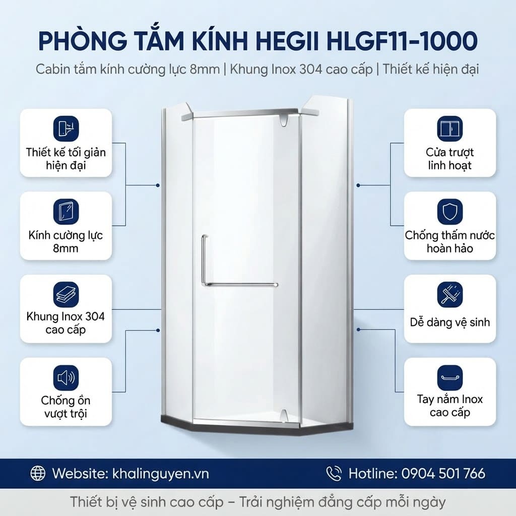Ưu điểm phòng tắm kính HEGII HLGF11-1000
