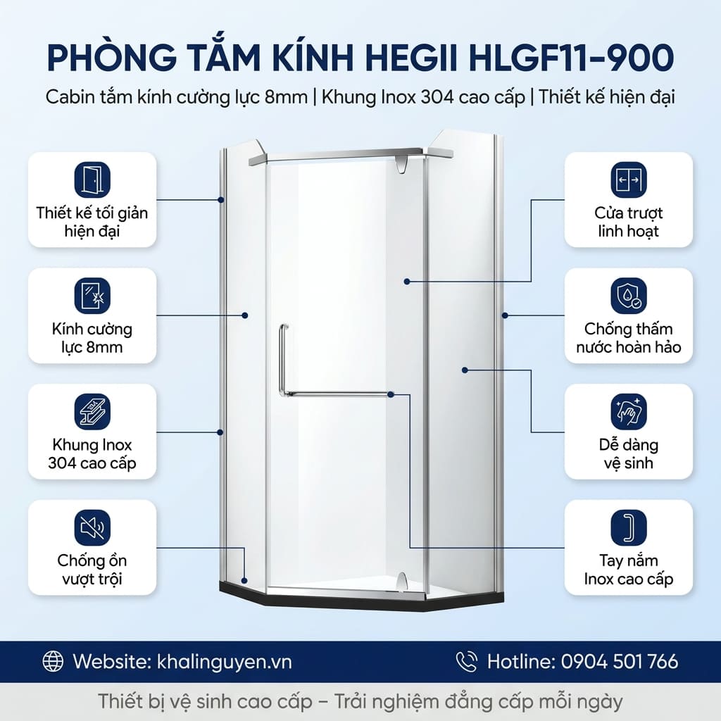 Ưu điểm phòng tắm kính HEGII HLGF11-900
